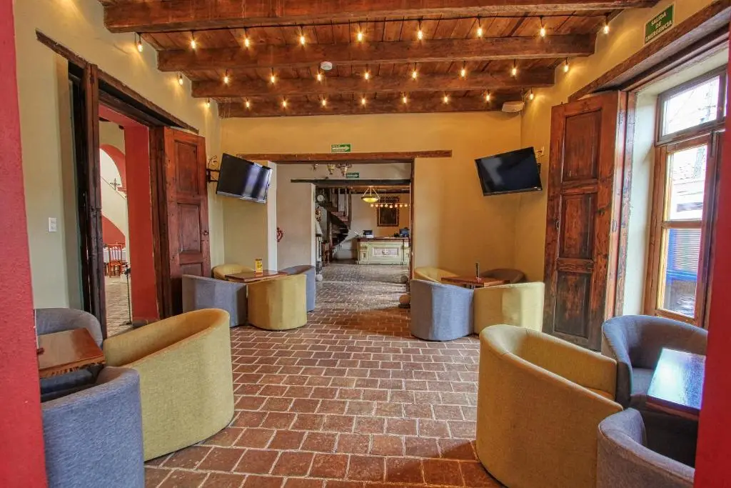 Warm hotel lounge